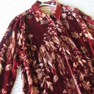 Soft Surroundings Icon Silk Poet Tunic Top Burgundy Velvet S $150